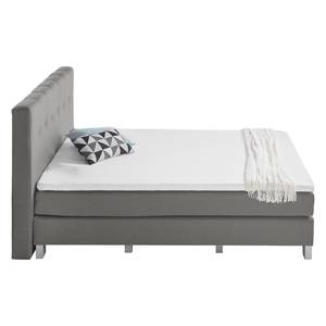 Boxspringbett Royal Night Webstoff inkl. Topper - Rauchgrau - 180 x 200cm - Kein Bettkasten