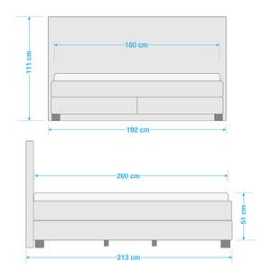 Letto boxspring Royal Night Tessuto - Con topper - Grigio fumo - 180 x 200cm - Senza contenitori