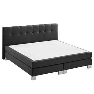 Lit boxspring Royal Night Tissu - Ardoise - 200 x 200cm - Pas de tiroir de lit