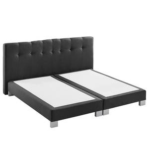 Boxspringbett Royal Night Webstoff inkl. Topper - Schiefergrau - 200 x 200cm - Kein Bettkasten