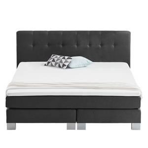 Boxspringbett Royal Night Webstoff inkl. Topper - Schiefergrau - 200 x 200cm - Kein Bettkasten