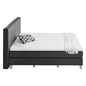 Boxspringbett Royal Night Webstoff inkl. Topper - Schiefergrau - 200 x 200cm - Kein Bettkasten