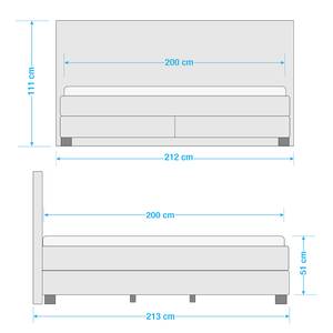 Lit boxspring Royal Night Tissu - Ardoise - 200 x 200cm - Pas de tiroir de lit