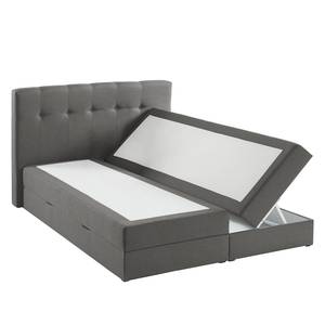 Boxspring Royal Night geweven stof - incl. opbergruimte - Rookgrijs - 160 x 200cm - 2 opbergruimtes