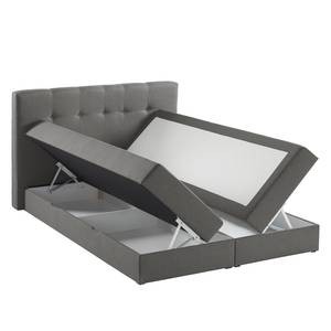 Boxspring Royal Night geweven stof - incl. opbergruimte - Rookgrijs - 160 x 200cm - 2 opbergruimtes