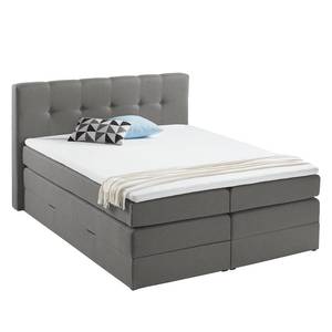 Boxspring Royal Night geweven stof - incl. opbergruimte - Rookgrijs - 160 x 200cm - 2 opbergruimtes