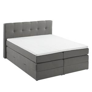 Lit boxspring Royal Night Tissu - Avec tiroir de lit - Gris fumé - 160 x 200cm - 2 tiroirs de lit