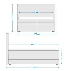 Lit boxspring Royal Night Tissu - Avec tiroir de lit - Gris fumé - 160 x 200cm - 2 tiroirs de lit