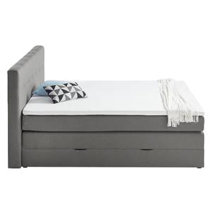 Boxspring Royal Night geweven stof - incl. opbergruimte - Rookgrijs - 180 x 200cm - 2 opbergruimtes