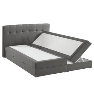 Boxspring Royal Night geweven stof - incl. opbergruimte - Rookgrijs - 180 x 200cm - 2 opbergruimtes