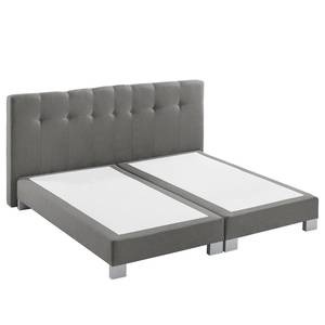 Letto boxspring Royal Night Tessuto - Con topper - Grigio fumo - 200 x 200cm - Senza contenitori