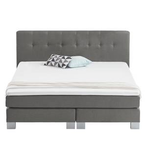 Boxspringbett Royal Night Webstoff inkl. Topper - Rauchgrau - 200 x 200cm - Kein Bettkasten