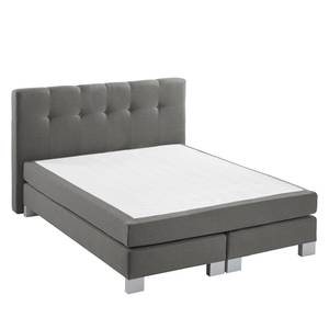 Boxspringbett Royal Night Webstoff inkl. Topper - Rauchgrau - 160 x 200cm - Kein Bettkasten