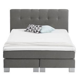 Boxspringbett Royal Night Webstoff inkl. Topper - Rauchgrau - 160 x 200cm - Kein Bettkasten