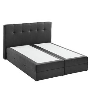 Letto boxspring Royal Night Tessuto - Con contenitori e topper - Ardesia - 160 x 200cm - 2 contenitori