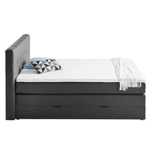 Letto boxspring Royal Night Tessuto - Con contenitori e topper - Ardesia - 160 x 200cm - 2 contenitori