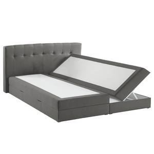 Boxspring Royal Night geweven stof - incl. opbergruimte - Rookgrijs - 200 x 200cm - 2 opbergruimtes