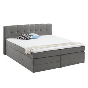 Boxspring Royal Night geweven stof - incl. opbergruimte - Rookgrijs - 200 x 200cm - 2 opbergruimtes