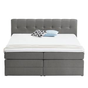 Letto boxspring Royal Night Tessuto - Con contenitori e topper - Grigio fumo - 200 x 200cm - 2 contenitori