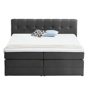 Boxspring Royal Night geweven stof - incl. opbergruimte - Leisteengrijs - 200 x 200cm - 2 opbergruimtes