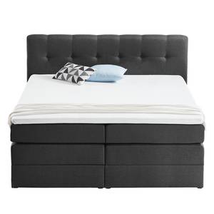 Letto boxspring Royal Night Tessuto - Con contenitori e topper - Ardesia - 180 x 200cm - 2 contenitori