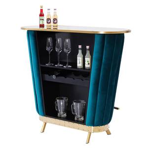 Bar After Work deels massief eucalyptushout/glas - turquoise/goudkleurig