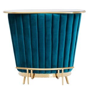 Bar After Work deels massief eucalyptushout/glas - turquoise/goudkleurig