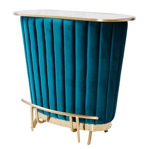 Bar After Work deels massief eucalyptushout/glas - turquoise/goudkleurig