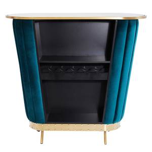 Bar After Work deels massief eucalyptushout/glas - turquoise/goudkleurig