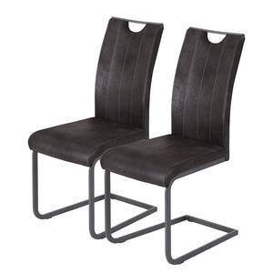 Sledestoelen Grayson (set van 2) microvezel/metaal - grafietkleurig - Antraciet