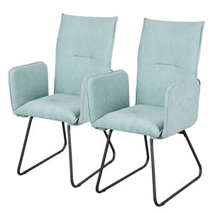 Chaises à accoudoirs Tiaro (lot de 2) Microfibre / Métal - Noir - Menthe