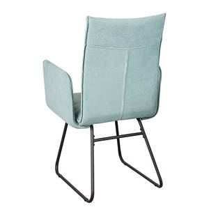 Chaises à accoudoirs Tiaro (lot de 2) Microfibre / Métal - Noir - Menthe