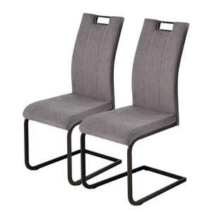 Chaises cantilever Malos (lot de 2) Tissu / Métal - Gris / Noir