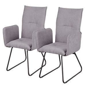 Chaises à accoudoirs Tiaro (lot de 2) Microfibre / Métal - Noir - Gris