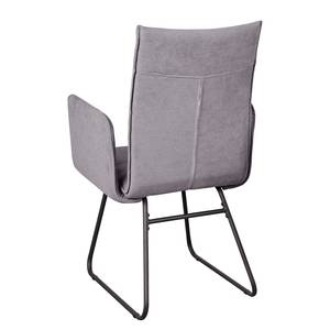 Chaises à accoudoirs Tiaro (lot de 2) Microfibre / Métal - Noir - Gris