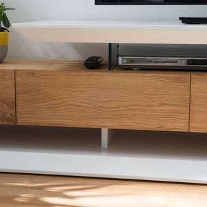 Tv-meubel Hensies mat wit/knoestig eikenhout