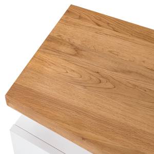 Tv-meubel Worlitz deels massief knoestig eikenhout - mat wit/knoestig eikenhout