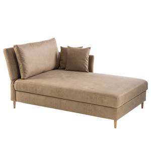 Chaise longue Hillarys III antieke leerlook - Latte Macchiattokleurig - Breedte: 101 cm - Armleuning vooraanzicht links