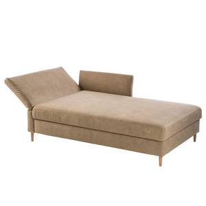 Chaise longue Hillarys III antieke leerlook - Latte Macchiattokleurig - Breedte: 101 cm - Armleuning vooraanzicht links