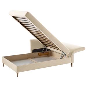 Chaise longue Hillarys II geweven stof - Crème - Breedte: 101 cm - Armleuning vooraanzicht links