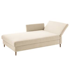 Chaise longue Hillarys II geweven stof - Crème - Breedte: 101 cm - Armleuning vooraanzicht links