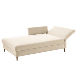 Chaise longue Hillarys II geweven stof - Crème - Breedte: 101 cm - Armleuning vooraanzicht links