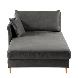 Chaise longue Hillarys III antieke leerlook - Grijs - Breedte: 101 cm - Armleuning vooraanzicht rechts