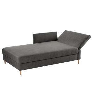 Chaise longue Hillarys III antieke leerlook - Grijs - Breedte: 101 cm - Armleuning vooraanzicht rechts