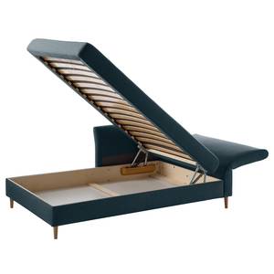 Chaise longue Hillarys II geweven stof - Blauw grijs - Breedte: 110 cm - Armleuning vooraanzicht rechts