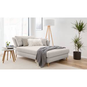 Chaise longue Hillarys II geweven stof - Platina - Breedte: 110 cm - Armleuning vooraanzicht links