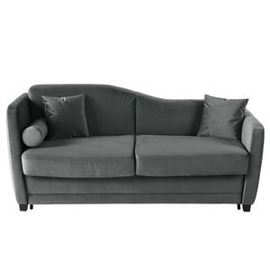 Schlafsofa Teresina Samt - Grau - Breite: 192 cm - Ausrichtung links