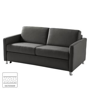 Canapé convertible Lierde I Cuir véritable - Anthracite - Largeur : 155 cm - Avec accoudoirs