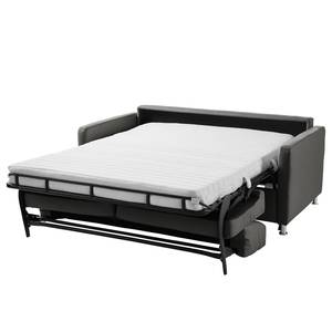 Canapé convertible Lierde I Cuir véritable - Anthracite - Largeur : 155 cm - Avec accoudoirs