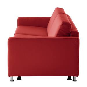 Canapé convertible Lierde I Cuir véritable - Rouge - Largeur : 155 cm - Avec accoudoirs